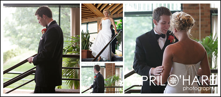 Amy & Jeremy see each other for the first time on their wedding day.