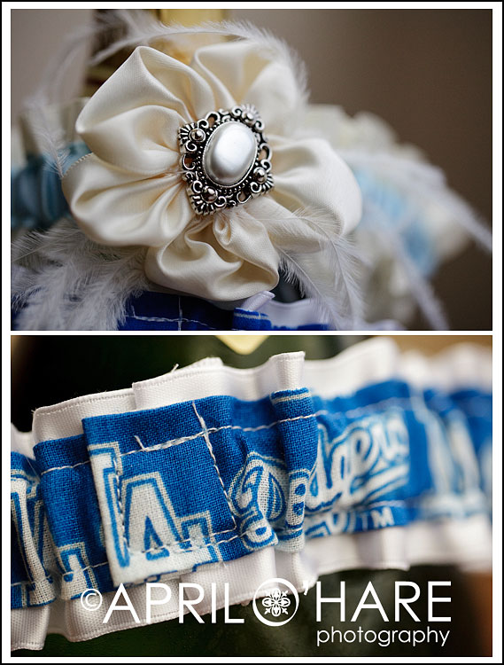 How pretty is that garter?  Looks like Jeremy is a big Dodgers fan too:) 