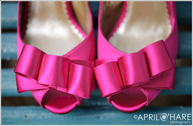 Pretty pink high heels at a Steamboat Wedding