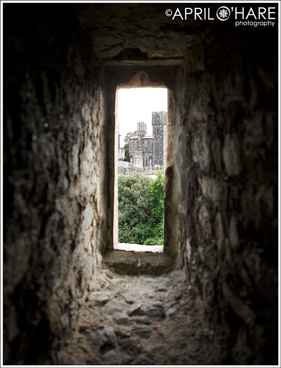 Looking through keyhole at Cardiff Castle