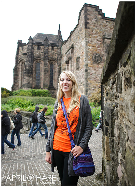 Tourist view from inside Edinburgh Castle