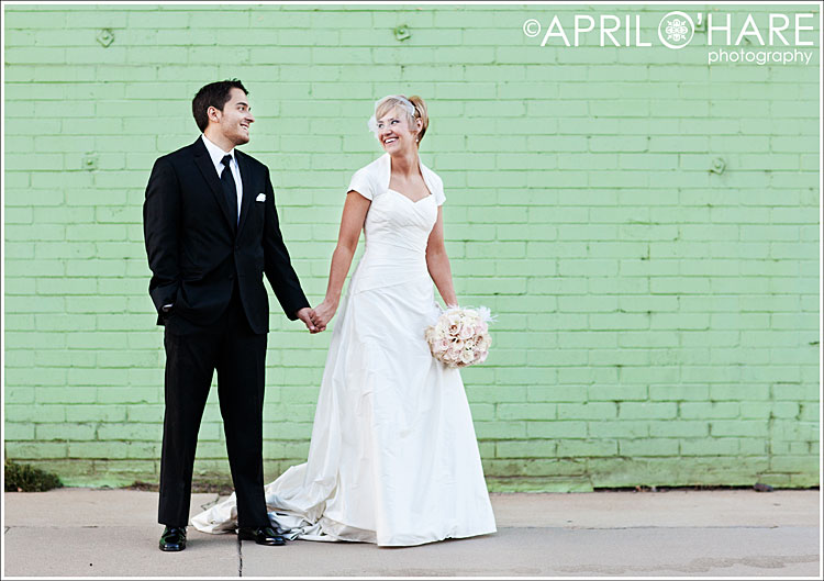 Stylish 50's Theme Wedding with Mint Green Wall at Mile High Station