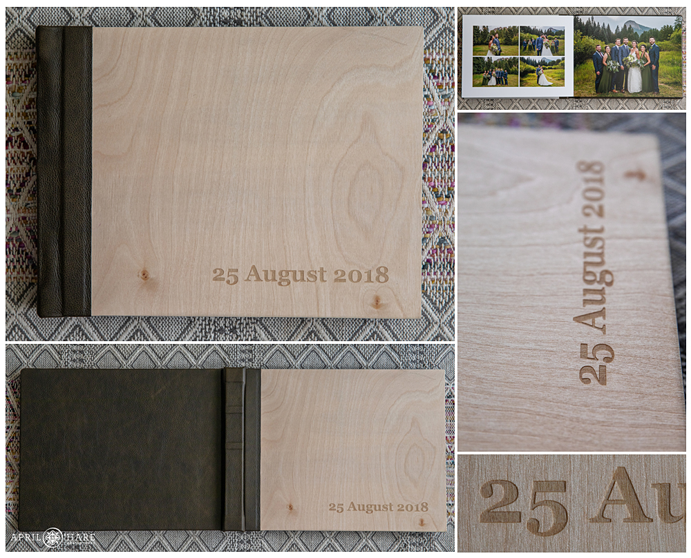 Gorgeous Birch Wood Album Cover with Wedding Date etched onto the cover from Finao