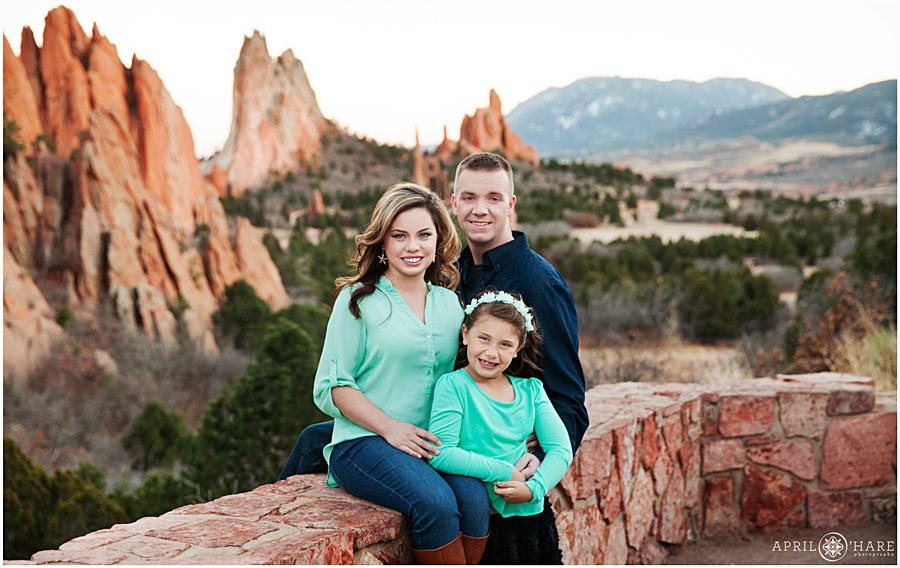 Family wearing teal at Garden of the Gods