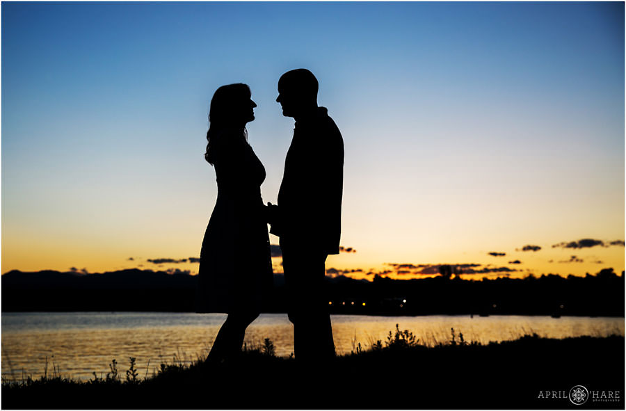 Pretty sunset silhouette picture from a Sloan's Lake Engagement Photography Session in West Denver