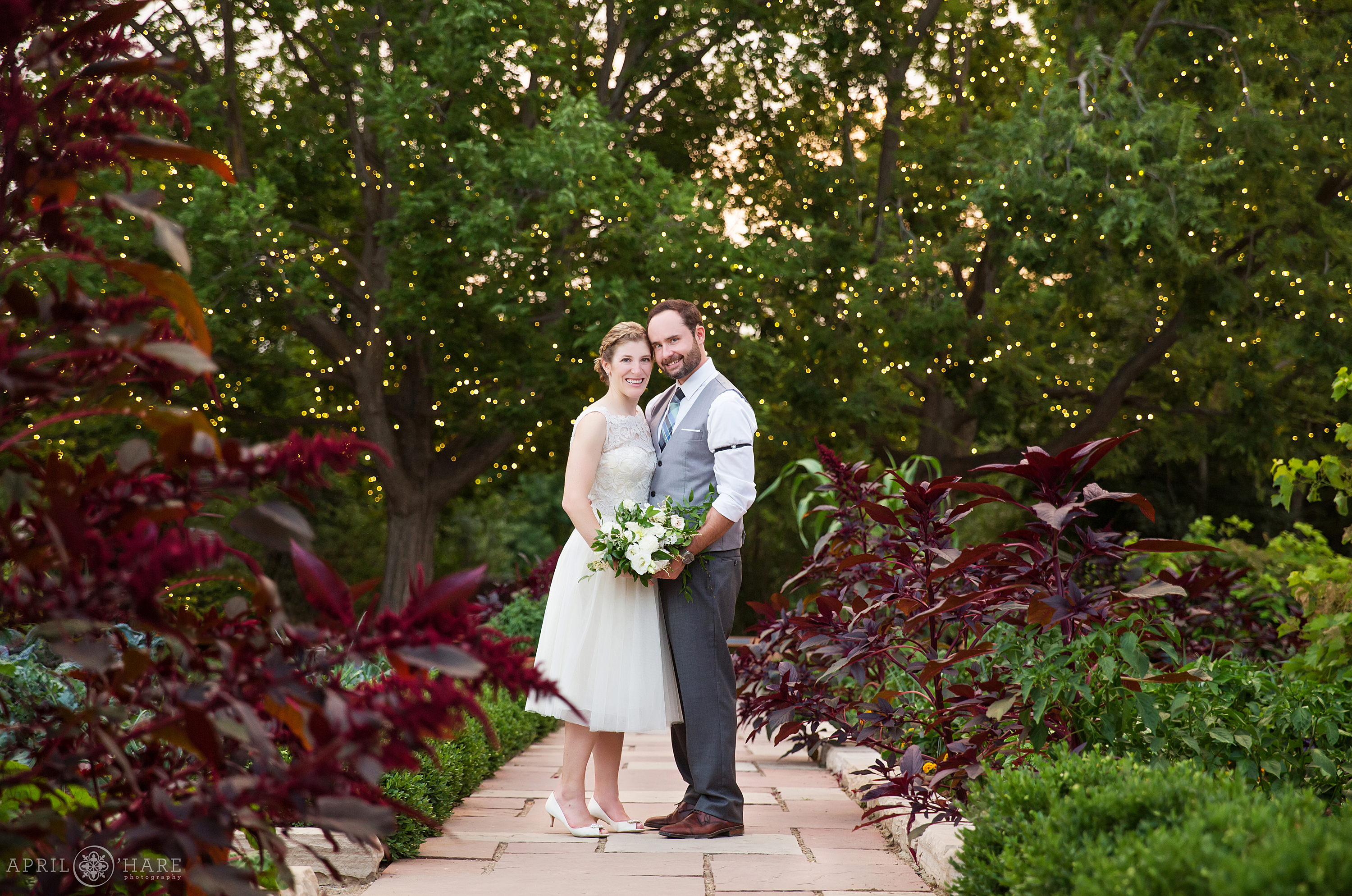 Denver Botanic Gardens Romantic Wedding Photography under Twinkle Lights