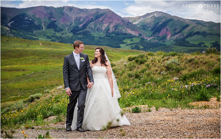 Crested Butte wedding photographer with Wildflowers