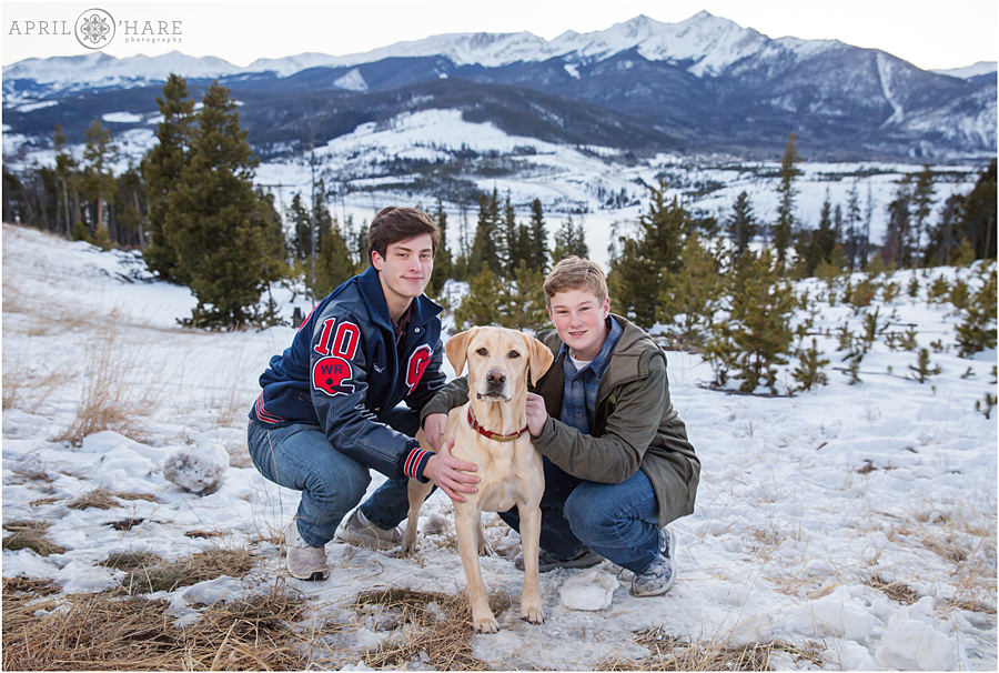 Brothers and their dog at Sapphire Point in Colorado