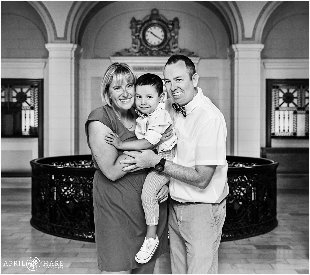 B&W Family Photography inside the Weld County Court after an adoption in Colorado