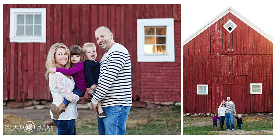 Pretty red barn 17 Mile Farm Family Photos