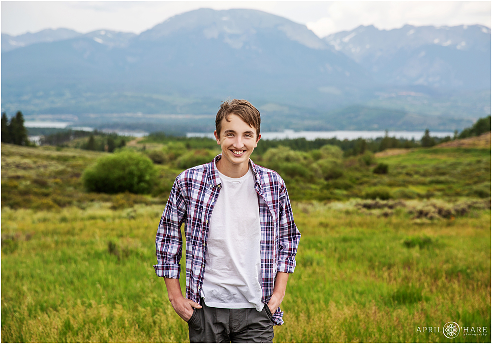 Teen with real smile during his family photography session at Lake Dillon
