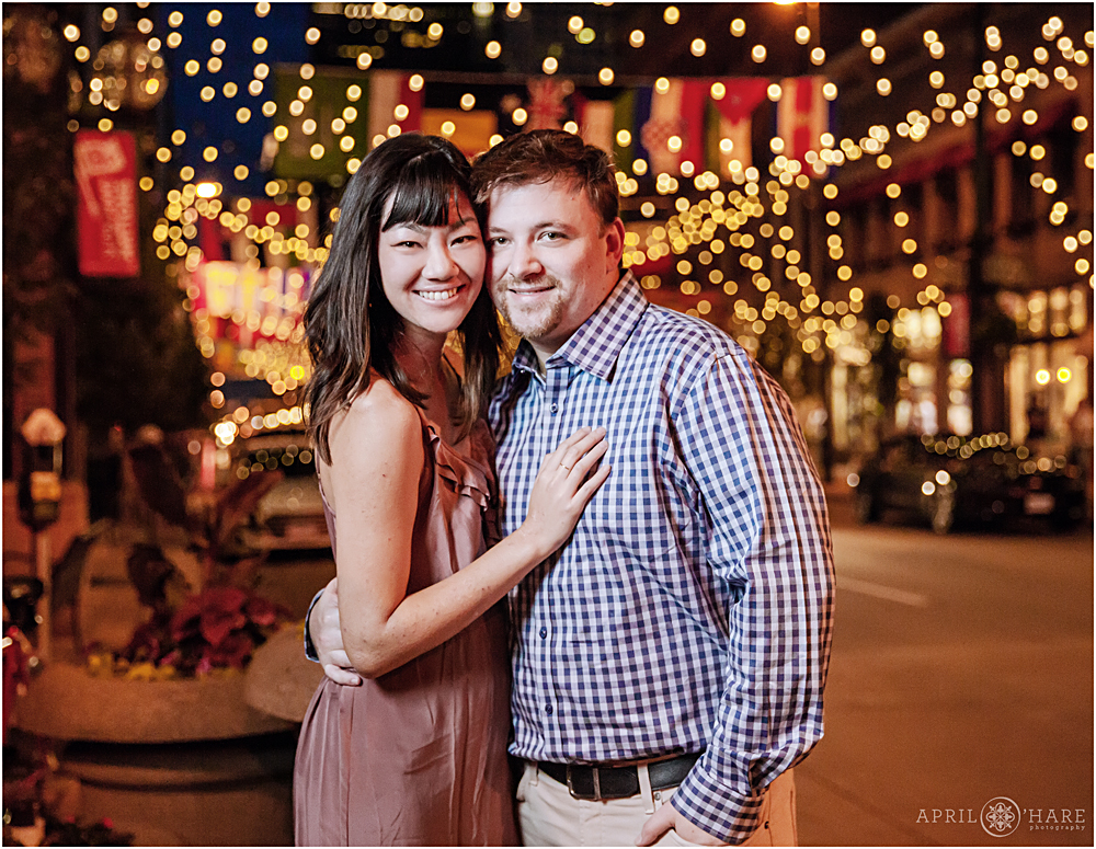 Couples portrait at Larimer Square in Denver