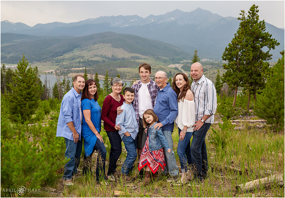Beautiful family photo at Sapphire Point with Ten Mile Range and Lake Dillon Backdrop