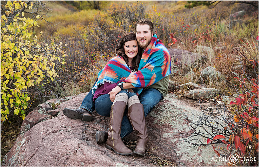 Boulder Engagement Photos During Fall at South Mesa Trail