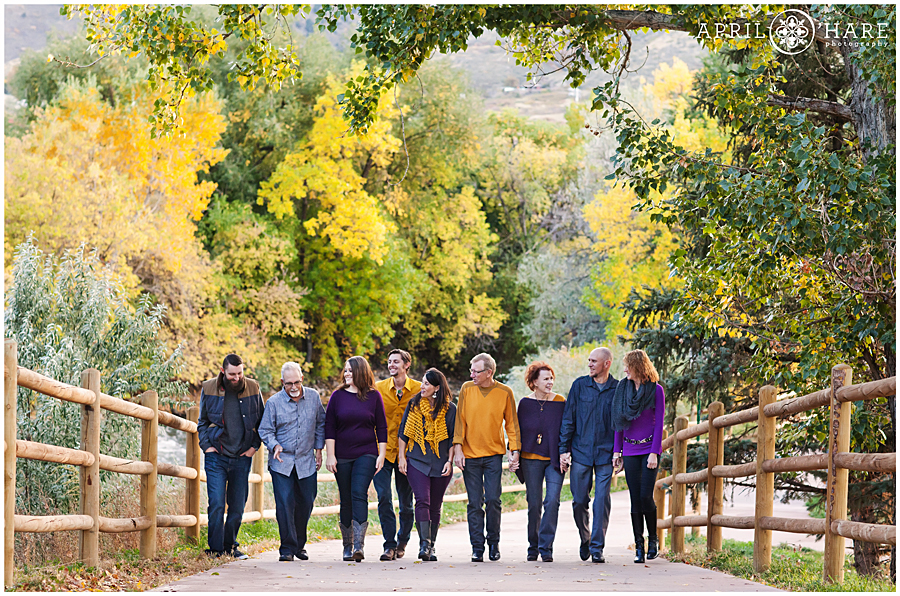 Gorgeous Clear Creek History Park Family Photos during autumn with purple and mustard clothing