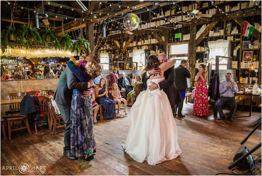 Parent dances at wedding reception captured by a Crested Butte wedding photographer