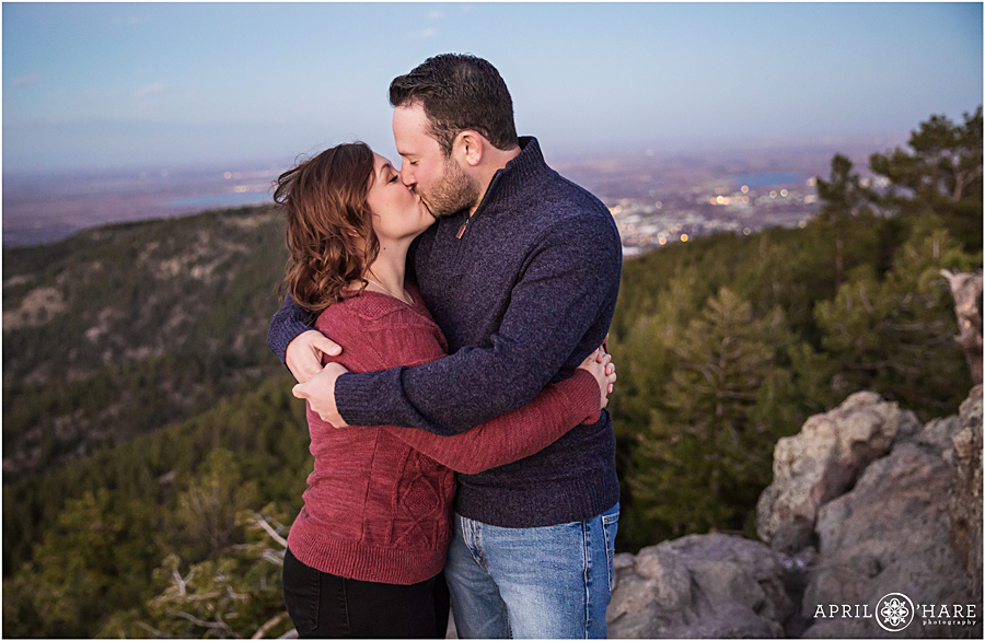 Romantic Kiss at Lost Gulch Overlook Engagement Photos