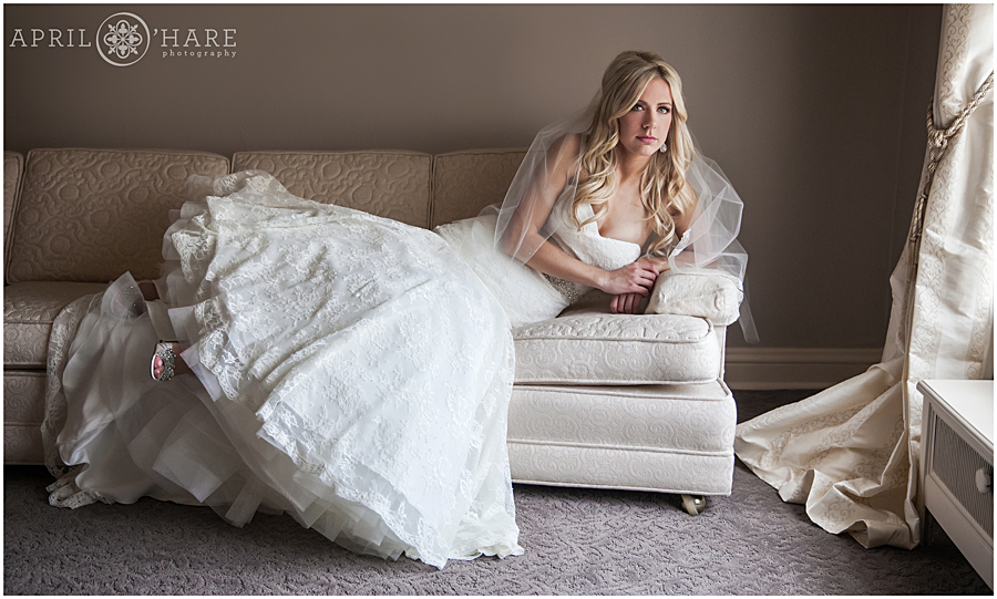Stunning Bridal Portrait at a Denver Winter Mansion Wedding