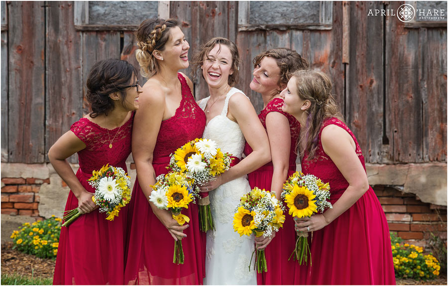 Red color for a real farm wedding in Nebraska