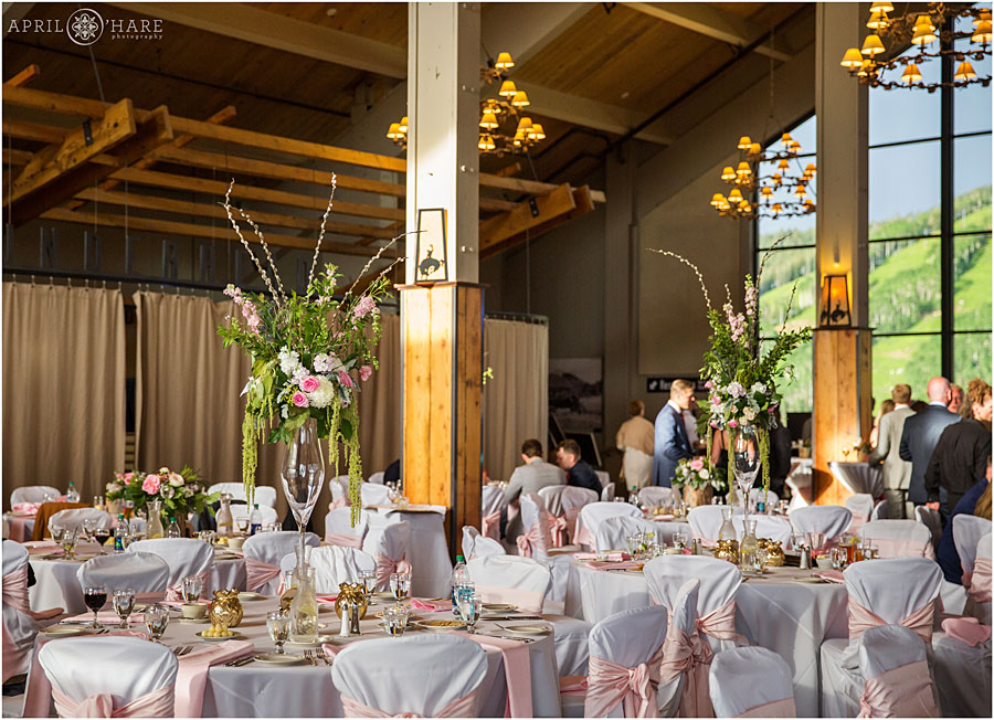 Pale Pink Wedding Reception for a mountain wedding in Colorado