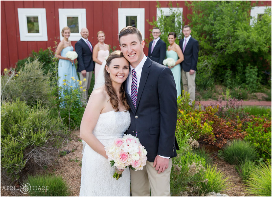 Wedding party photo at a Denver Garden Wedding at Chatfield Farms