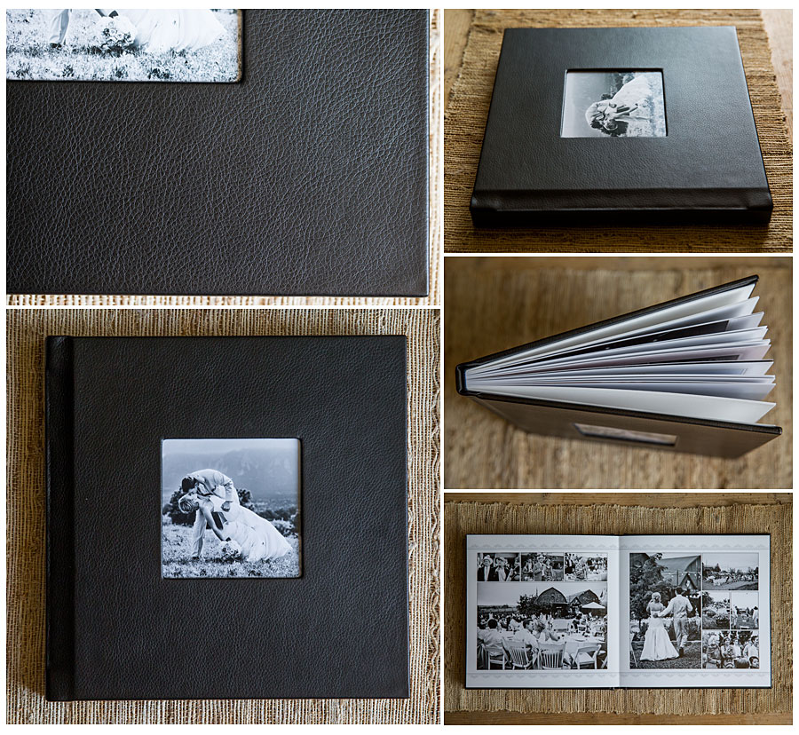 Classic Black Wedding Albums with a B&W photo on the cover