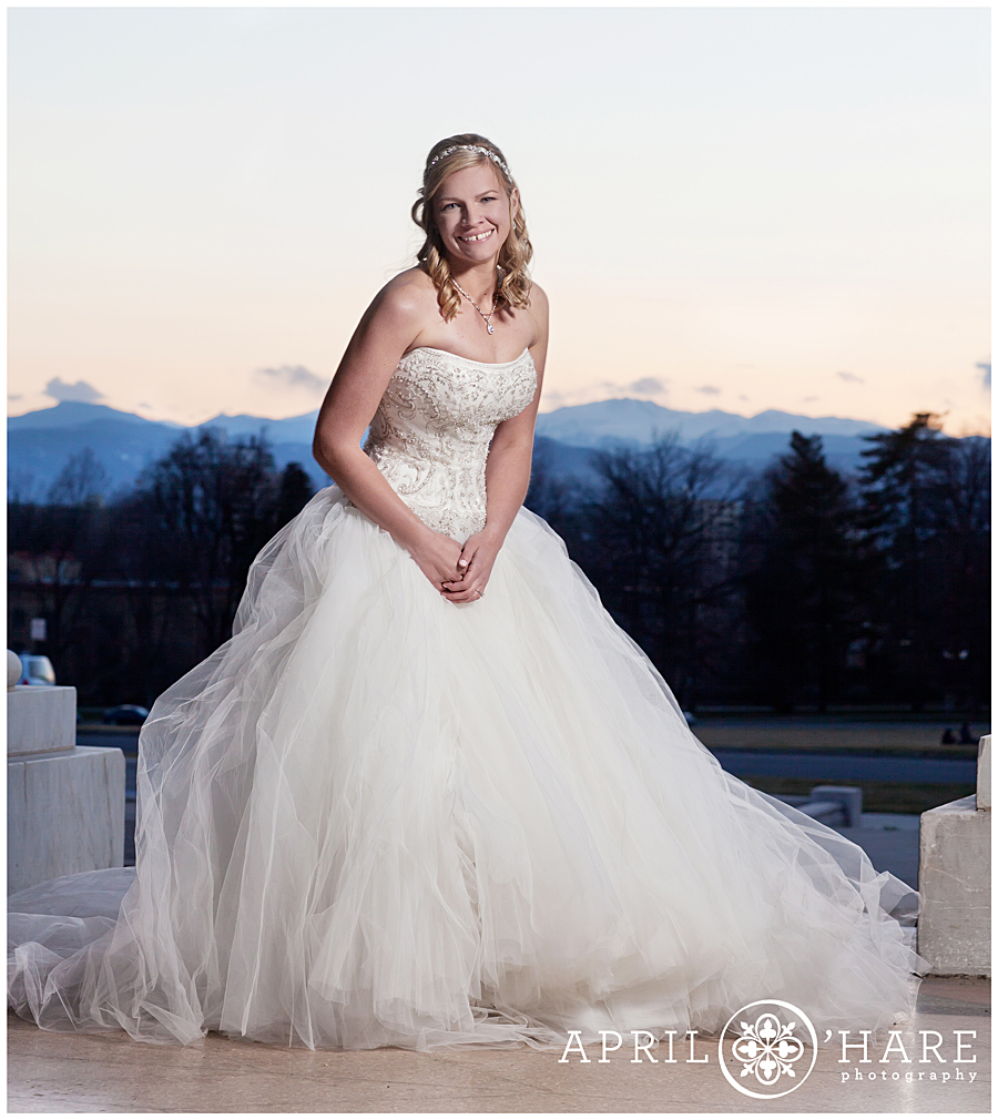 Gorgeous Denver Bridal Photos with Mountain Views at Cheesman Park