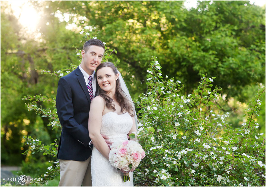 Beautiful backlit wedding photography at a Denver Garden Wedding Venue Chatfield Farms Denver Botanic Gardens