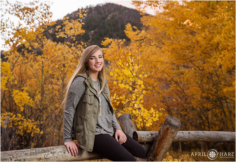 Colorado Mountain Senior Photography during Autumn at Lilypad Lake Trailhead