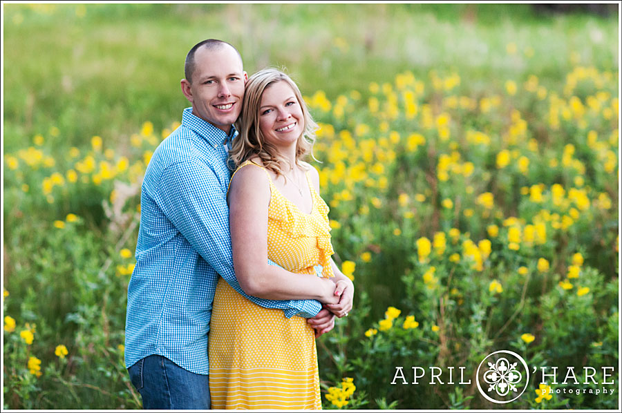 Castle Rock Engagement Photos with Spring Blossoms