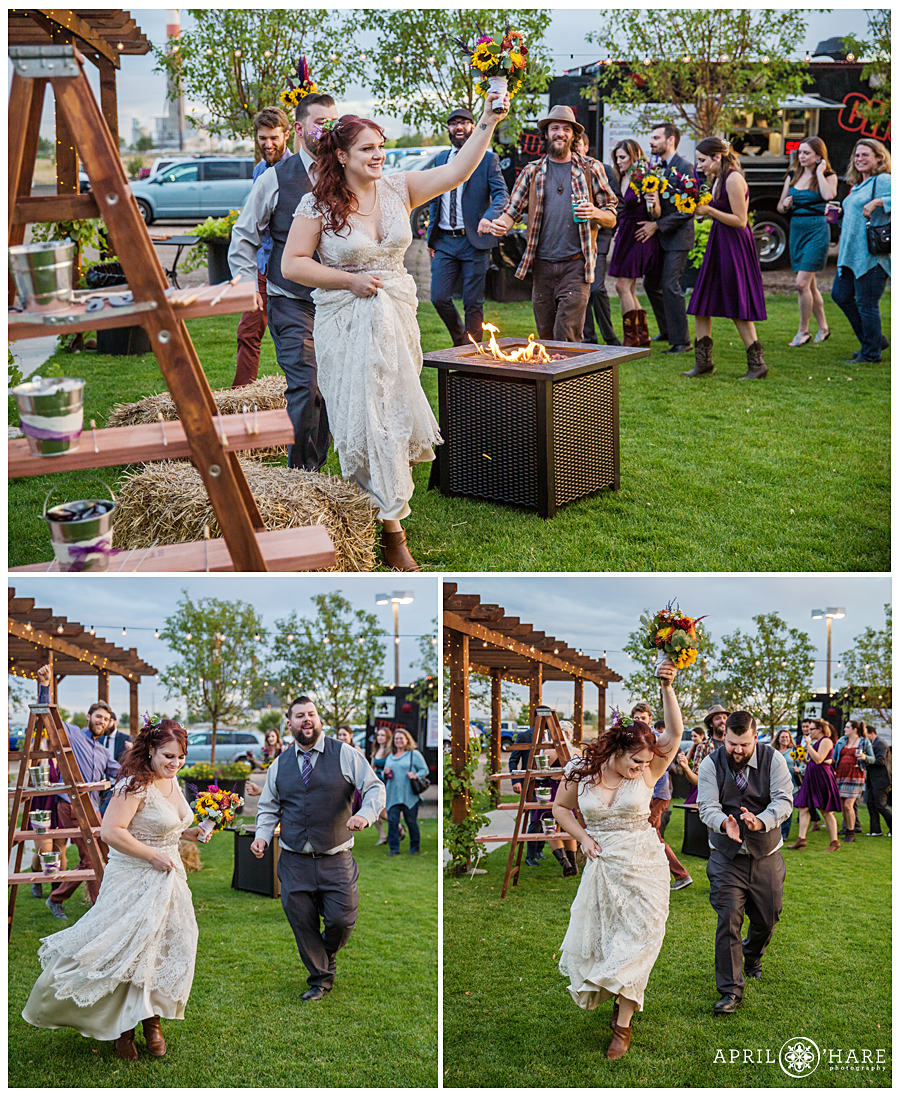 Fun Colorado Boho Wedding outdoor wedding reception in Denver
