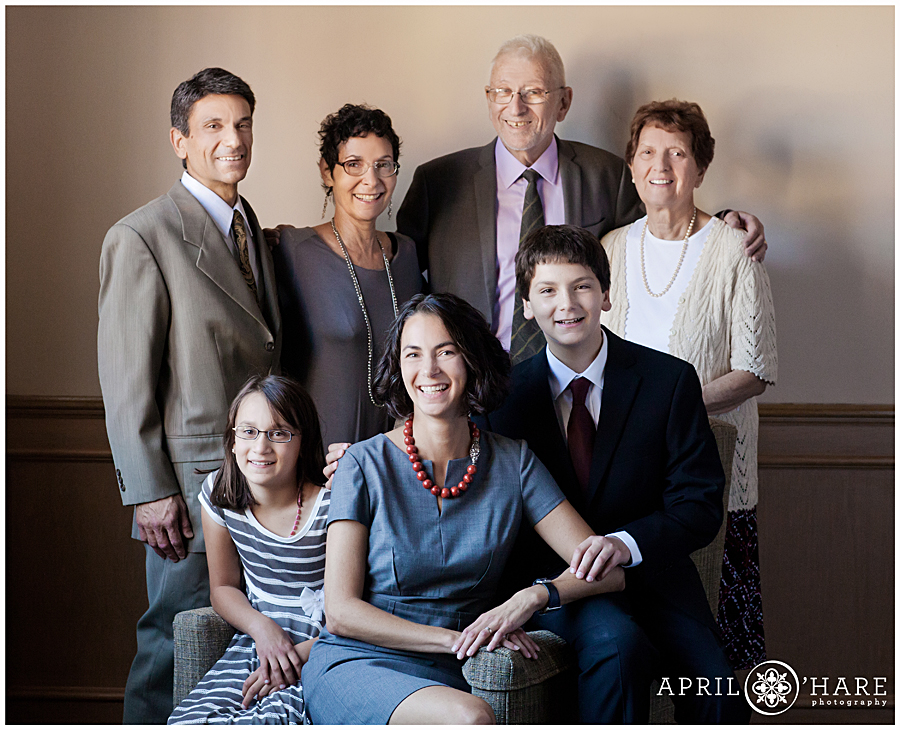Professional Family Portraits from a Temple Micah Bar Mitzvah in Denver Colorado