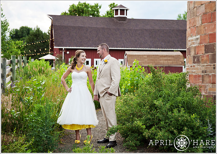 Pretty Yellow themed wedding in a garden on a Farm in Colorado