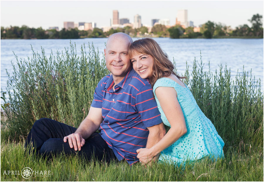 Views of Denver at a Sloan's Lake engagement photography session