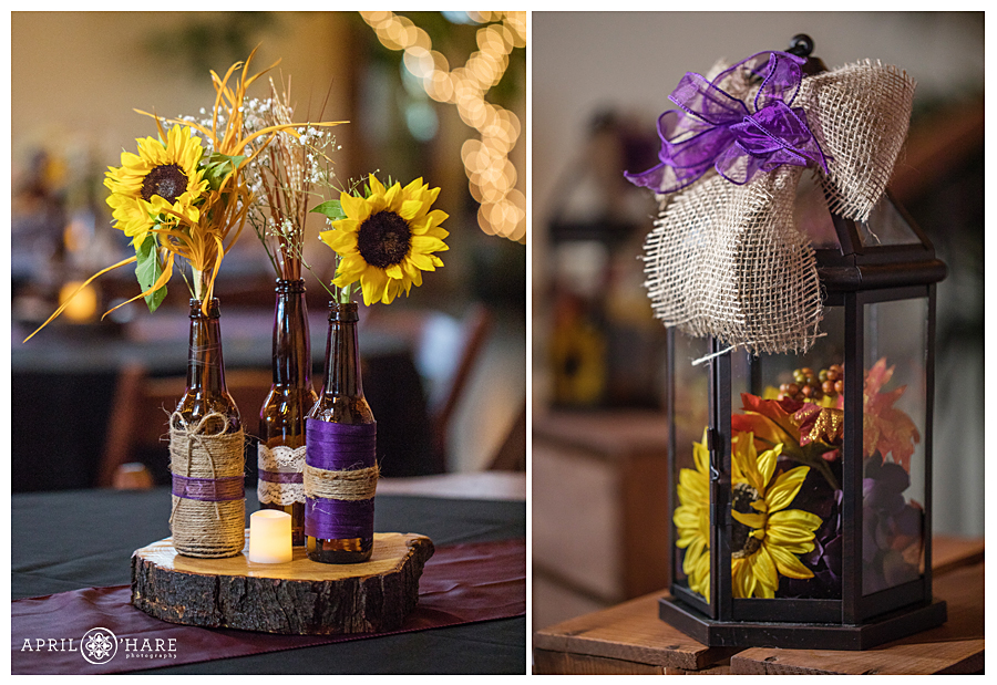 Colorado Boho Wedding decor with rustic touches and sunflowers