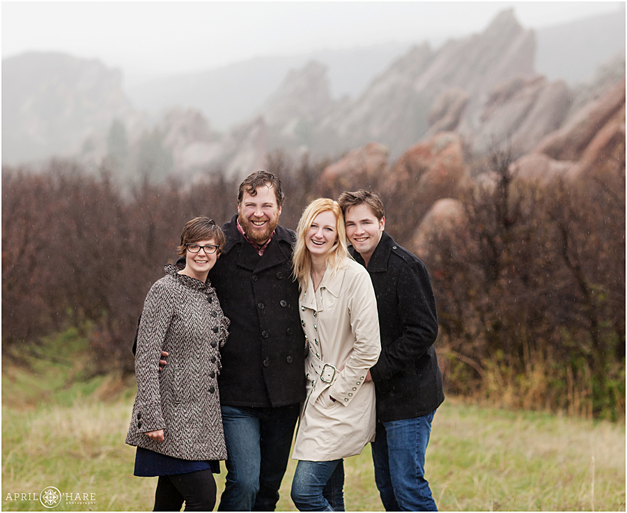 Rainy Family Photos on a stormy day during spring in Colorado