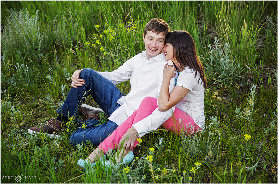 Sweet romantic picture from a Golden Gate Canyon Engagement Photos session