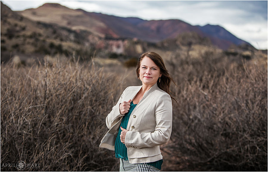 Stunning winter Colorado Springs Headshot Portraits at Garden of the Gods