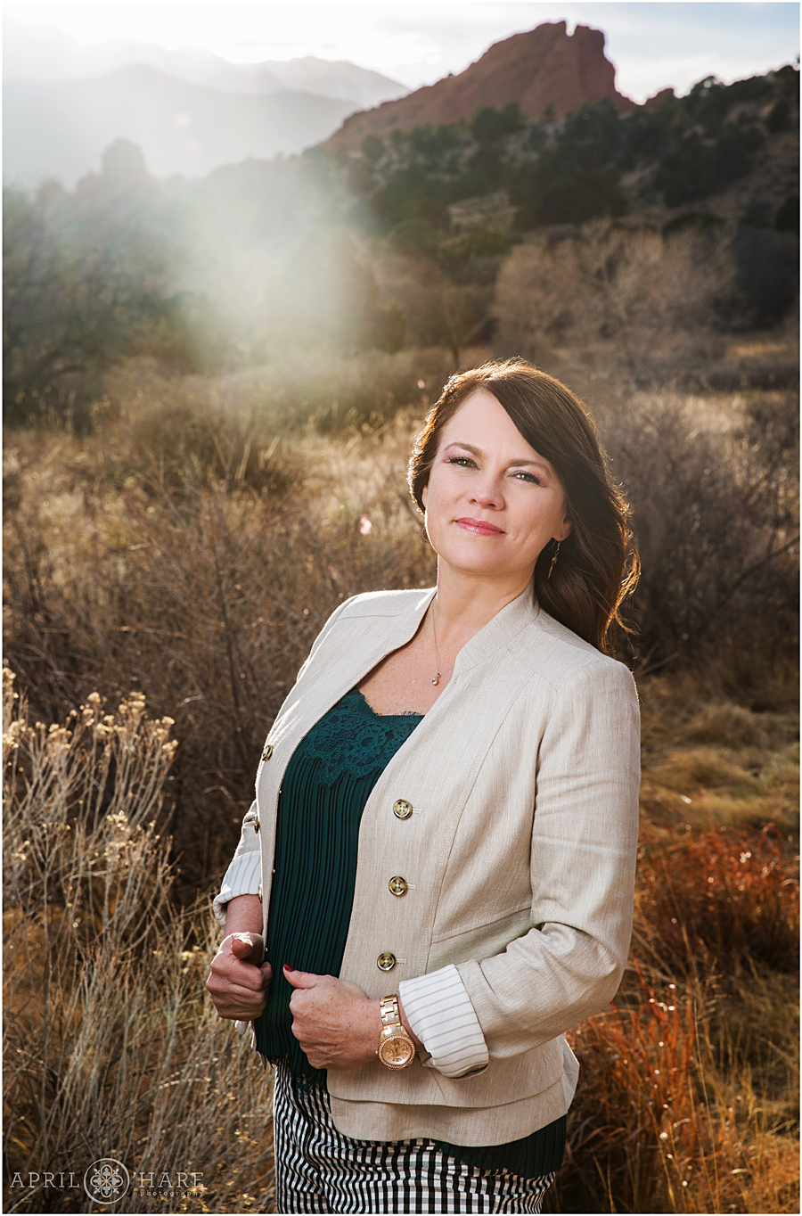 Colorado Springs Headshot Photography with pretty light at Garden of the Gods