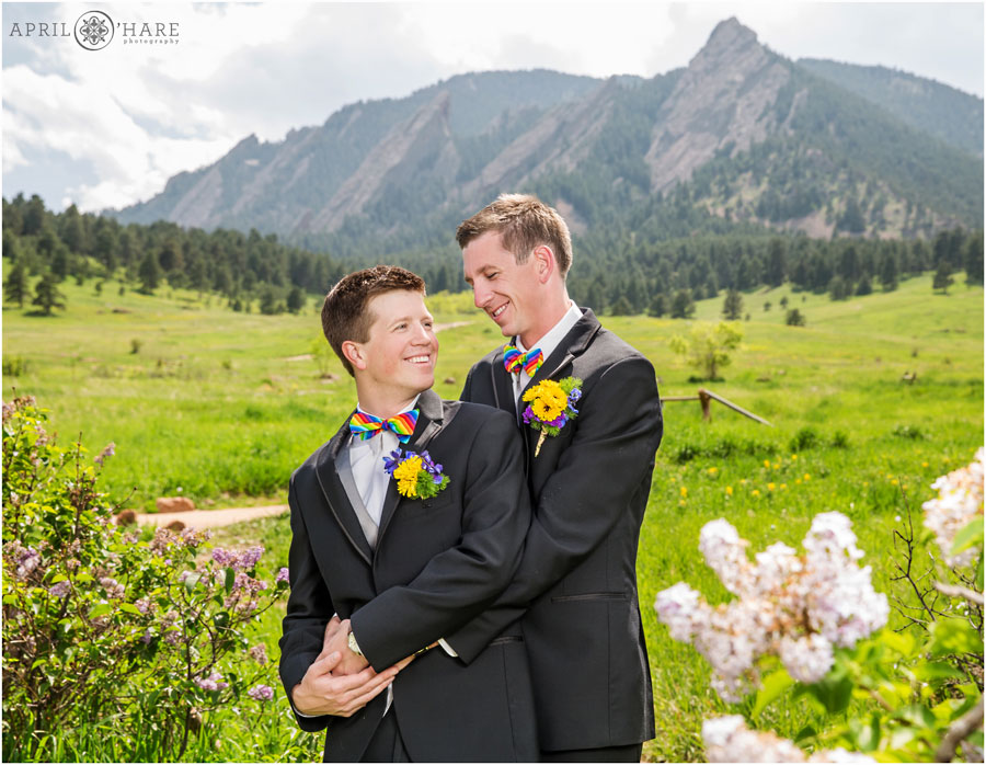 Beautiful sunny day for a Boulder Gay Wedding at Chautauqua