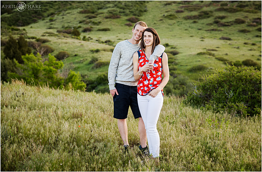 Adorable casual engagement picture done at East Mount Falcon Trail