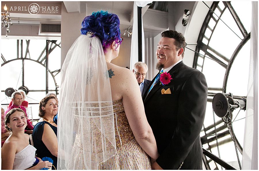 Bright Colorful Glitter Wedding Dress in Denver Colorado