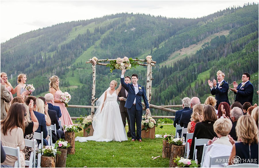 Beautiful pale pink wedding outdoors in Steamboat