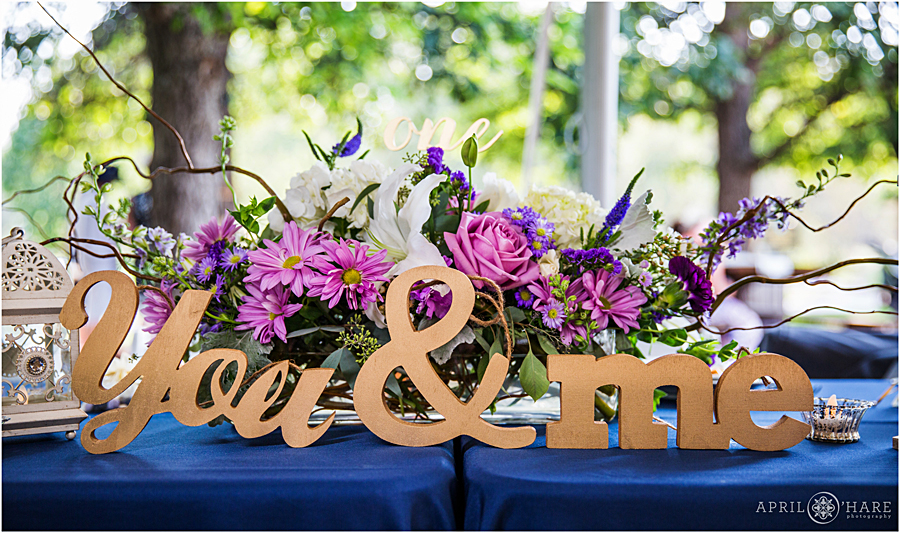 Table decor for a summer wedding at Deer Creek Stables Wedding Reception in Littleton Colorado