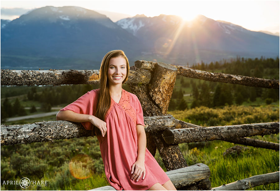 Summit County High School Senior Photos in the mountains at sunset