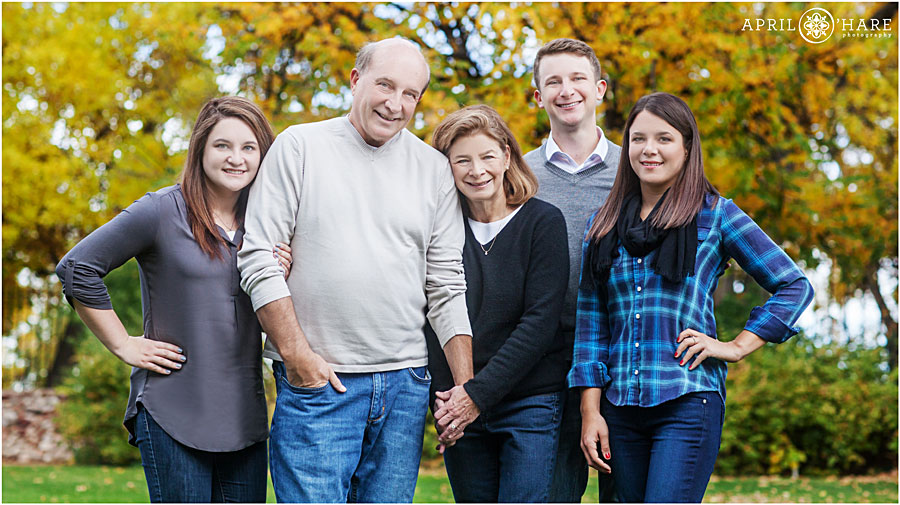 Highlands Ranch family photos with fall color backdrop