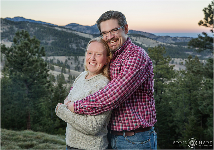 White Ranch Park Family Photos with pretty mountain views at sunset