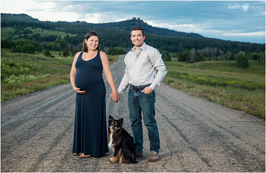 Steamboat Springs Maternity Photography with Rabbit Ears in the Backdrop