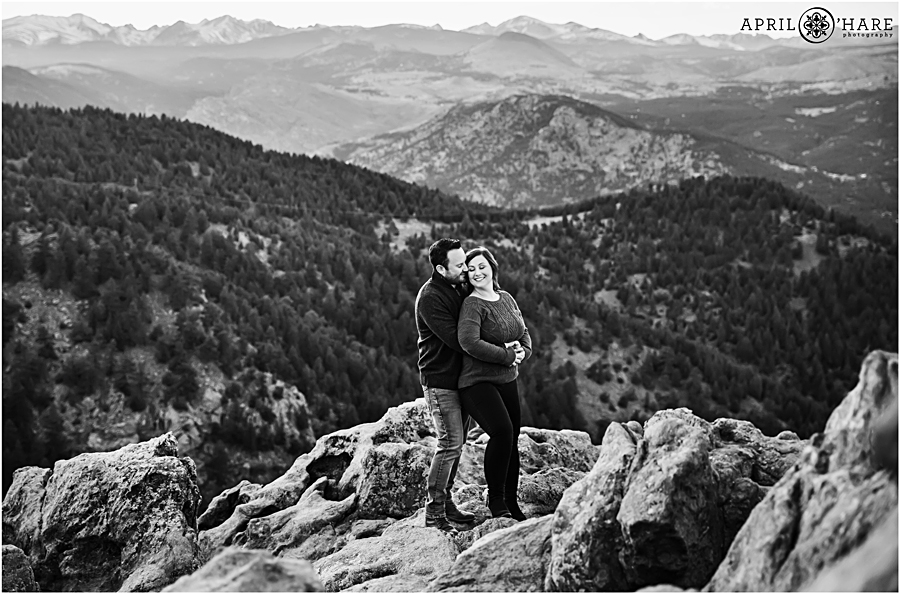 Dramatic B&W photo from a Lost Gulch Overlook Engagement Photos Session in Boulder