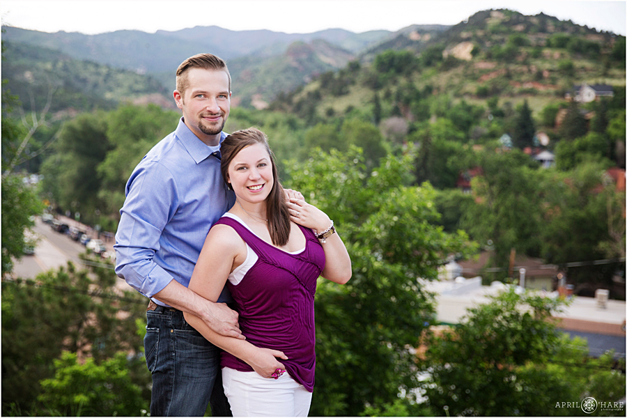 Manitou Springs Engagement Photos with mountain views